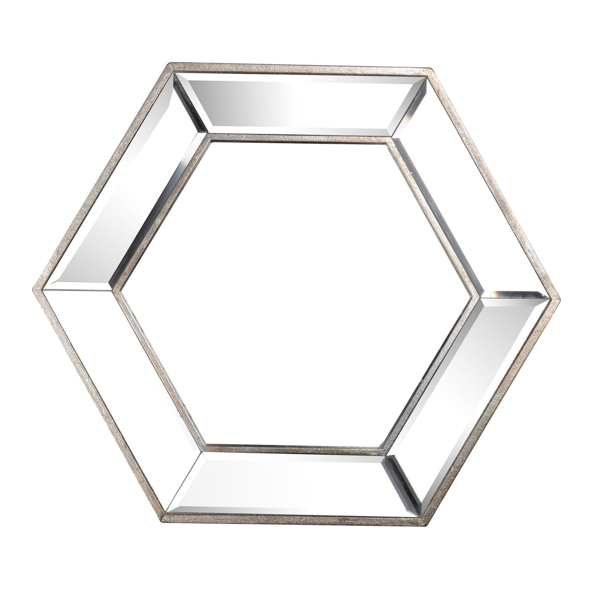 Pearl Silver Hexagon Wall Mirror with Contemporary Glass Design - Pearl Silver, photo 2 of 12