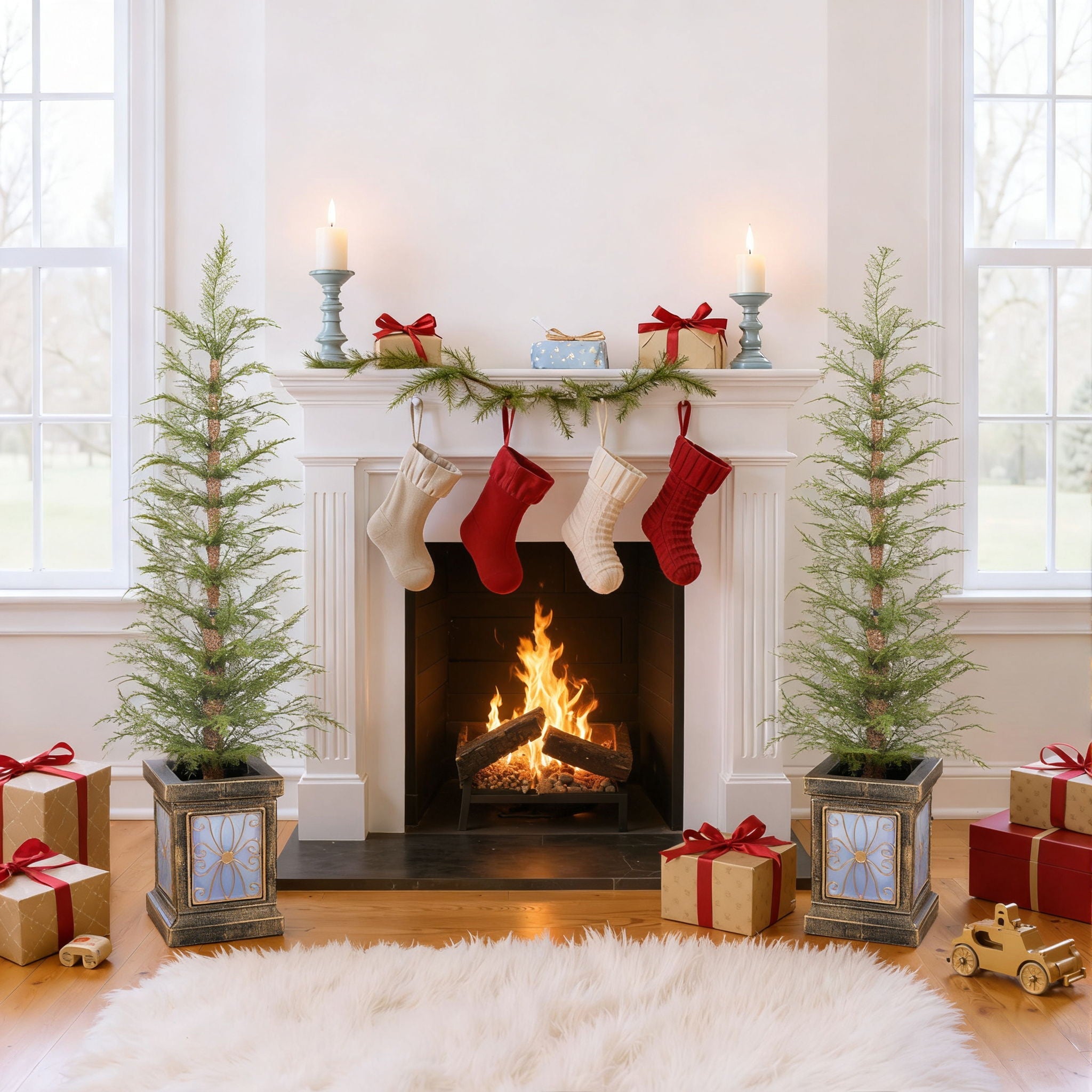 4Ft Pre Lit Artificial Christmas 2 Piece Set - Green by HouseOfZazla