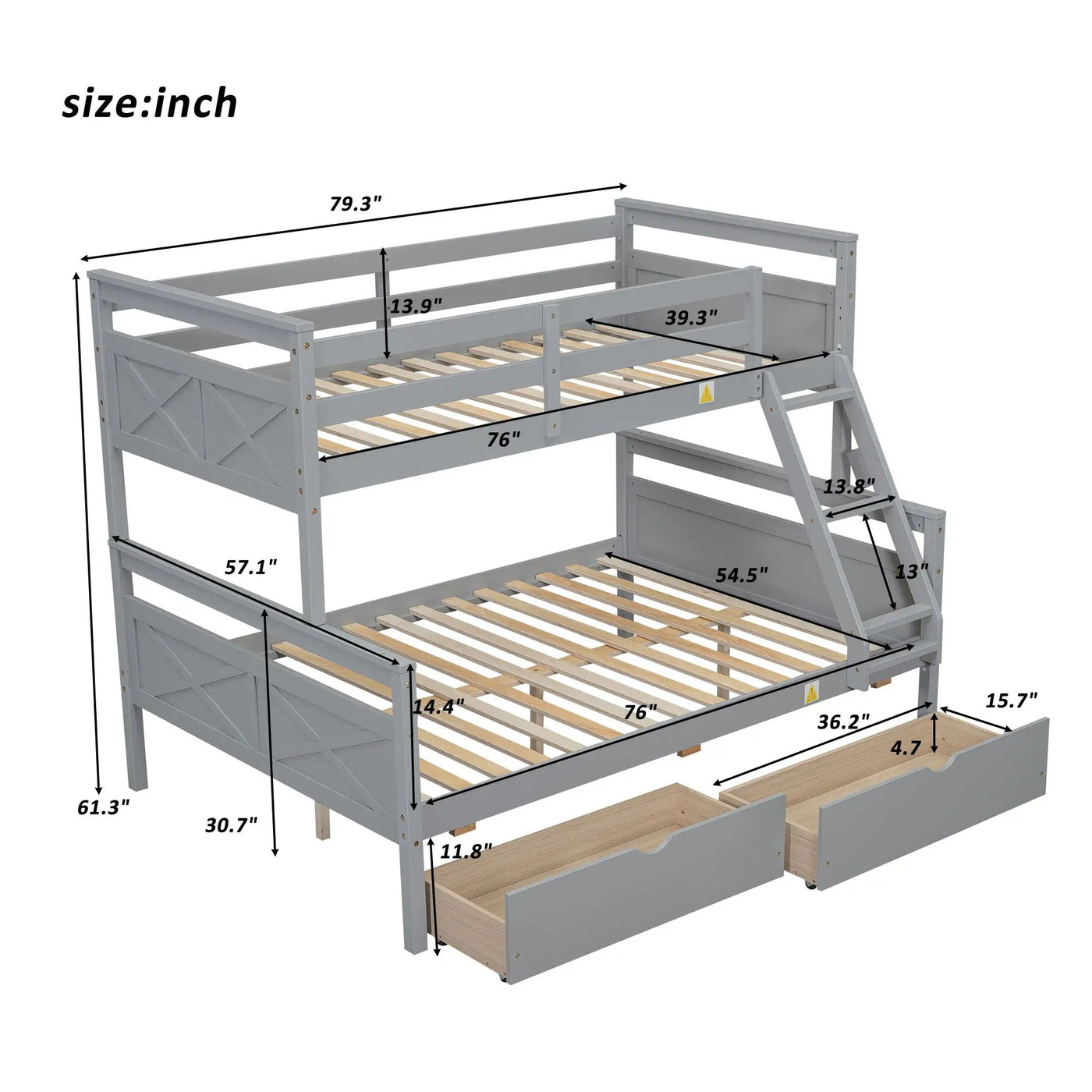 Bunk Bed With Ladder And Safety Guardrail by HouseOfZazla