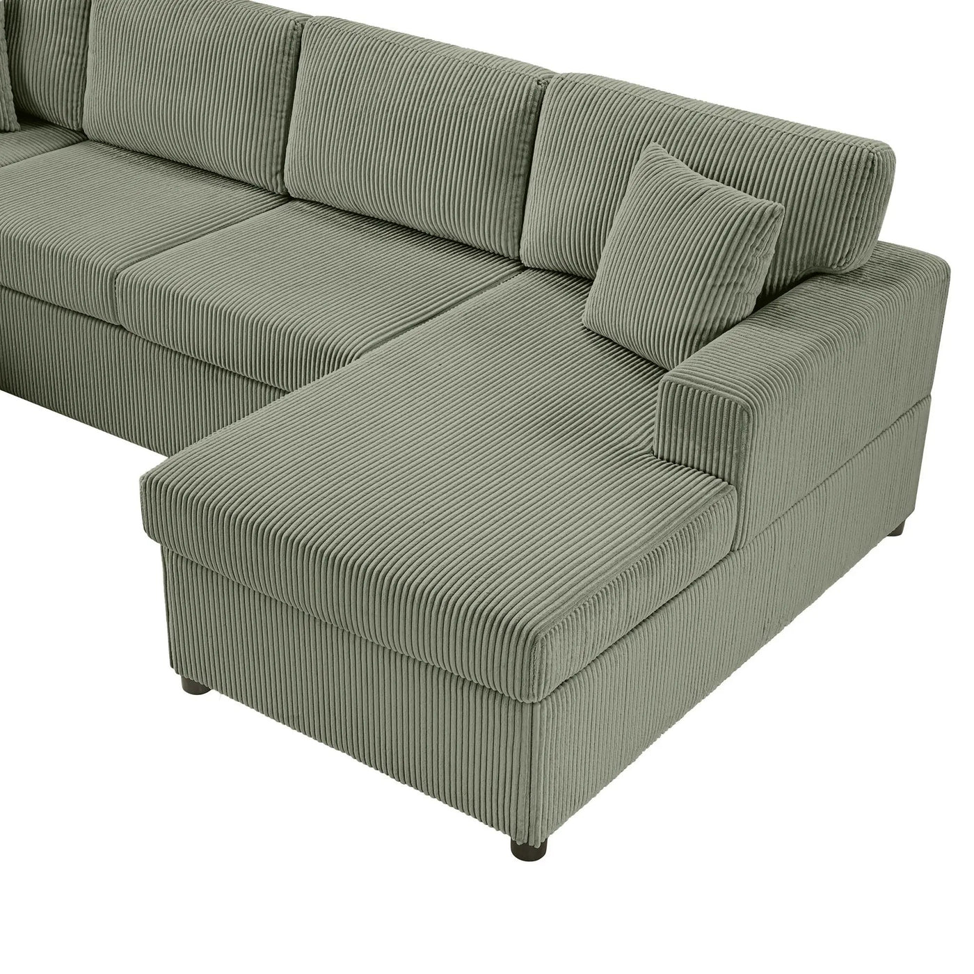 Oversized Sectional U-Shaped Sofa With Chaise Lounge And Three Soft Throw Pillows by HouseOfZazla