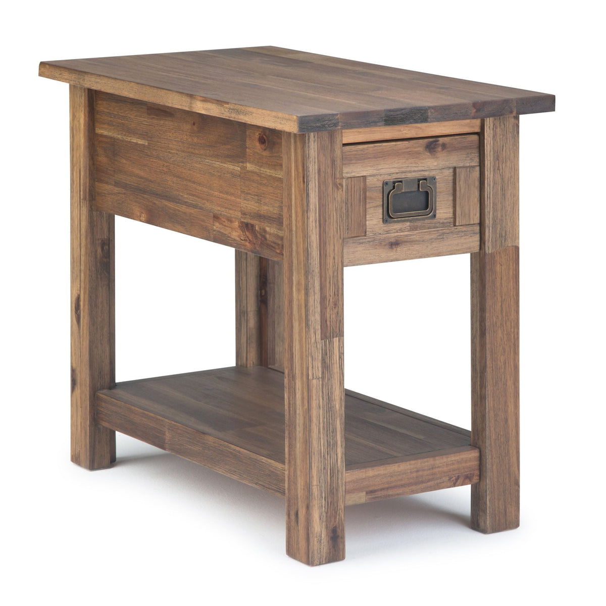 Handcrafted Monroe Side Table with Solid Acacia Hardwood - Dark Brown, Gray, Light Brown, photo 5 of 40