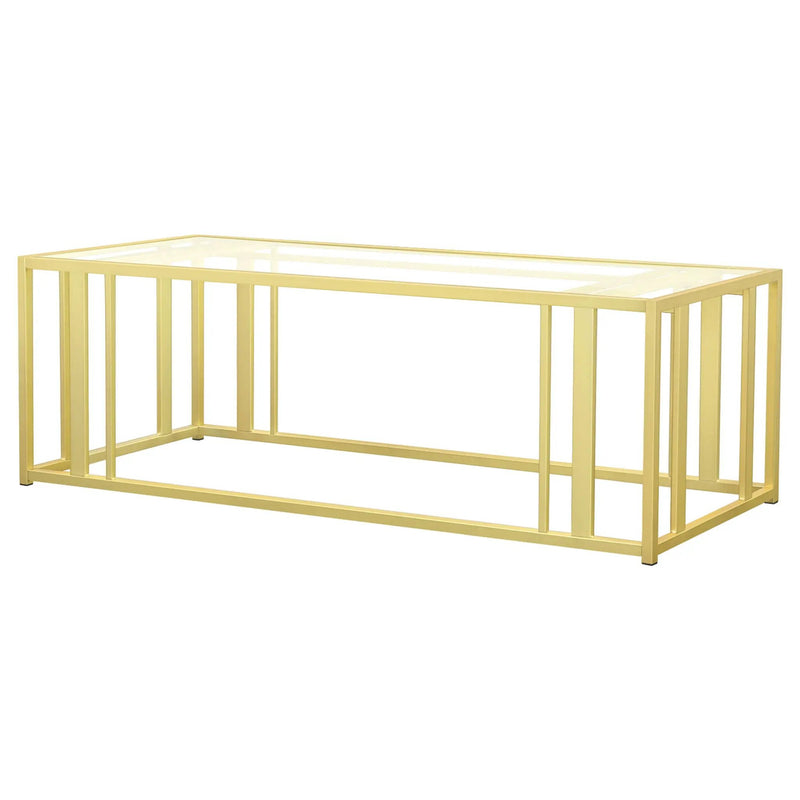 Adri Rectangular Glass Top Coffee Table Matte Brass by Unique Piece Furniture