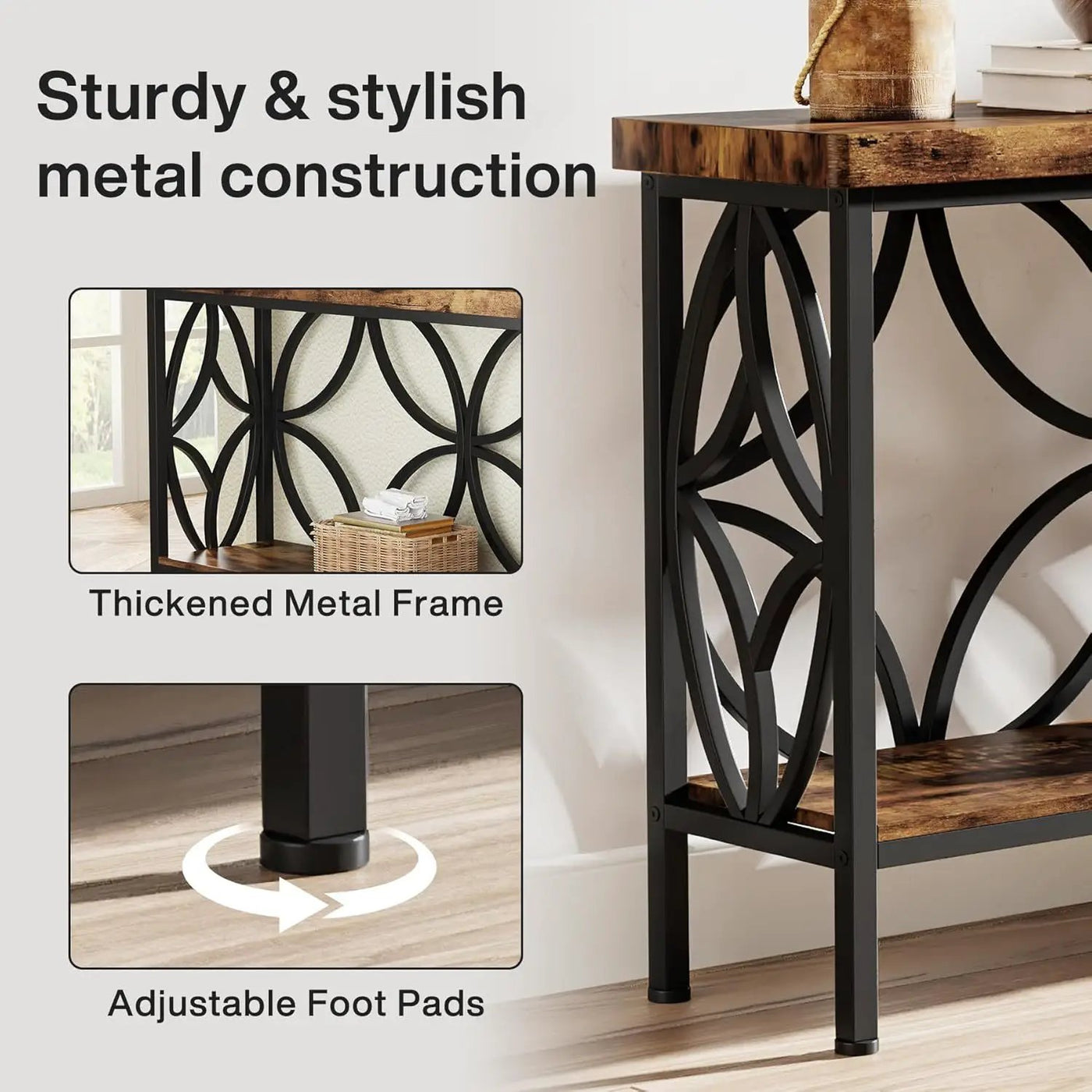 Extra Long Console Table With Open Storage Shelves by HouseOfZazla
