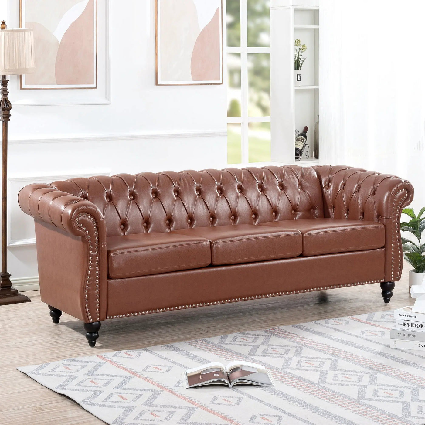 Rolled Arm Chesterfield 3 Seater Sofa by HouseOfZazla