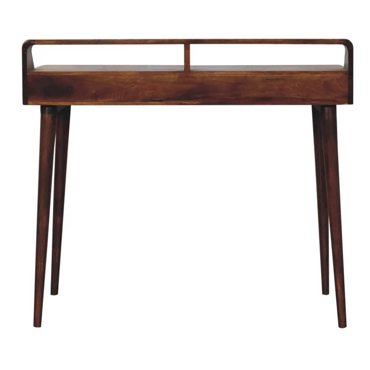 Elevated Chestnut Console Table, 2-Drawers, Nordic Legs by HouseOfZazla