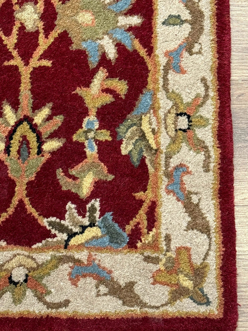 Small Floral Wool Rug 2x3, Safavieh Heritage Collection, Dark Red & Cream by Jewel Rugs