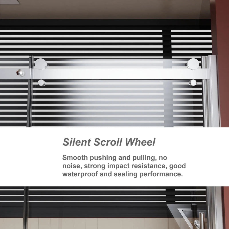 Frameless Shower Door Single Sliding, Adjustable Zinc Roller Rail - Chrome by HouseOfZazla
