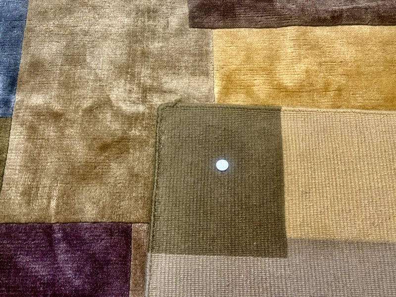 Modern Tibetan Wool Rug 8x10, Multicolor, Thick Pile, Contemporary, Nepali, Handmade by Jewel Rugs