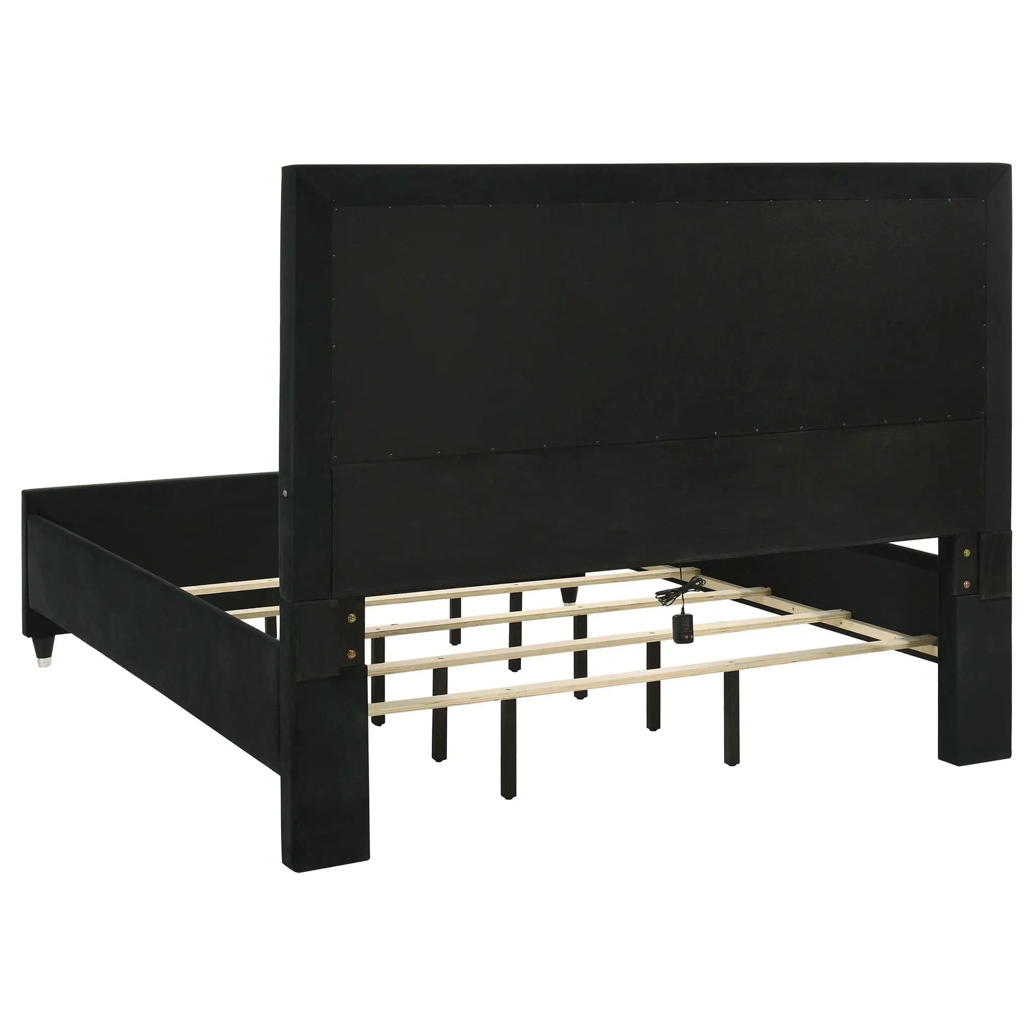 Ravenne 4-piece Velvet Upholstered California King LED Bedroom Set Black by Unique Piece Furniture