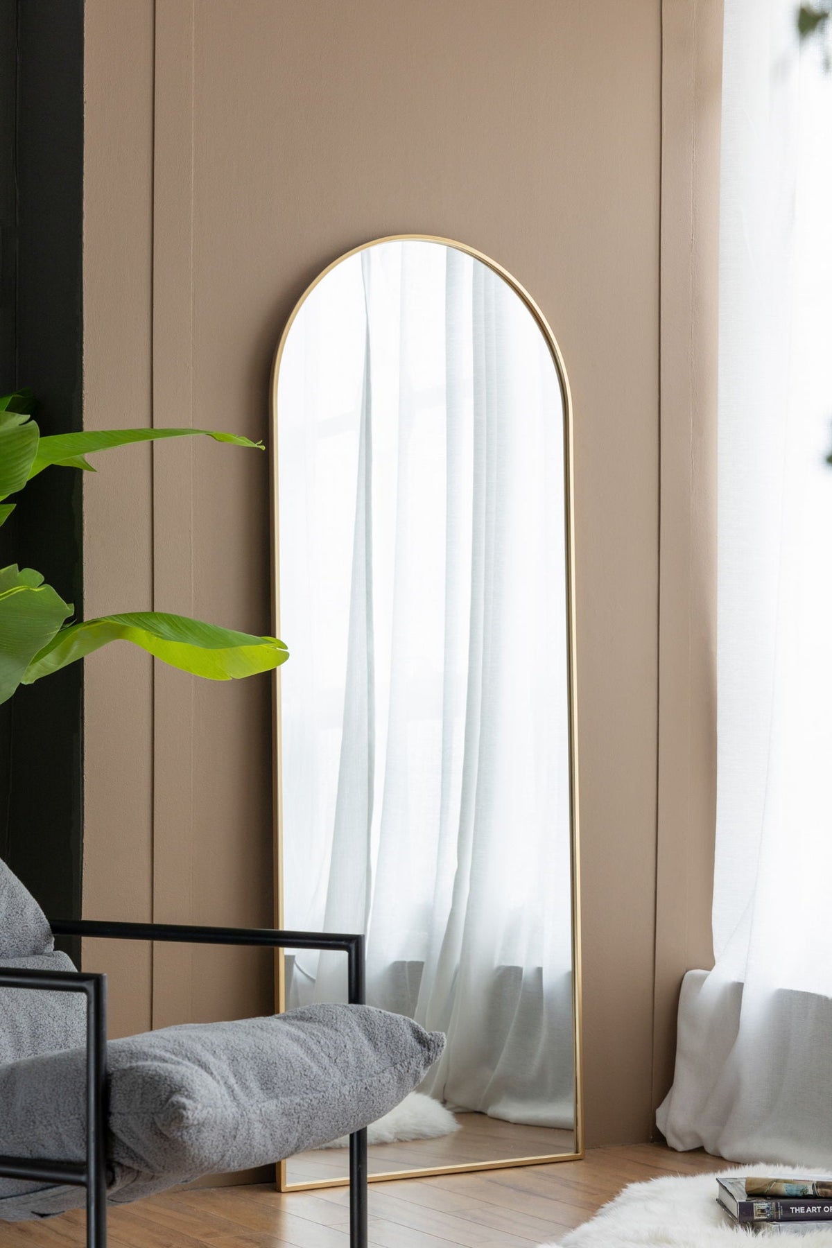 Celine Arch Body Mirror with Slim Frame - Black or Gold, photo 13 of 21
