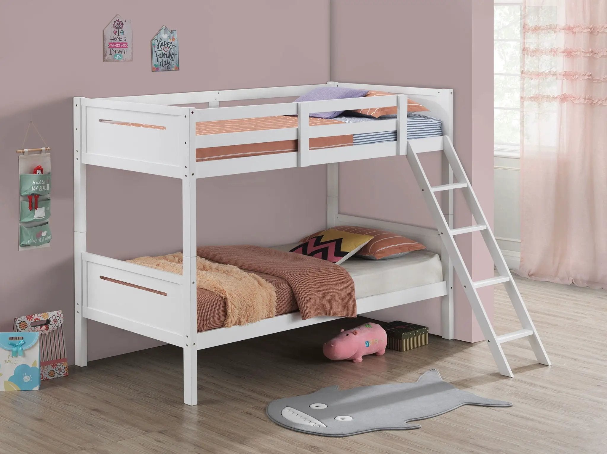 Littleton Wood Twin Over Twin Bunk Bed White by Unique Piece Furniture