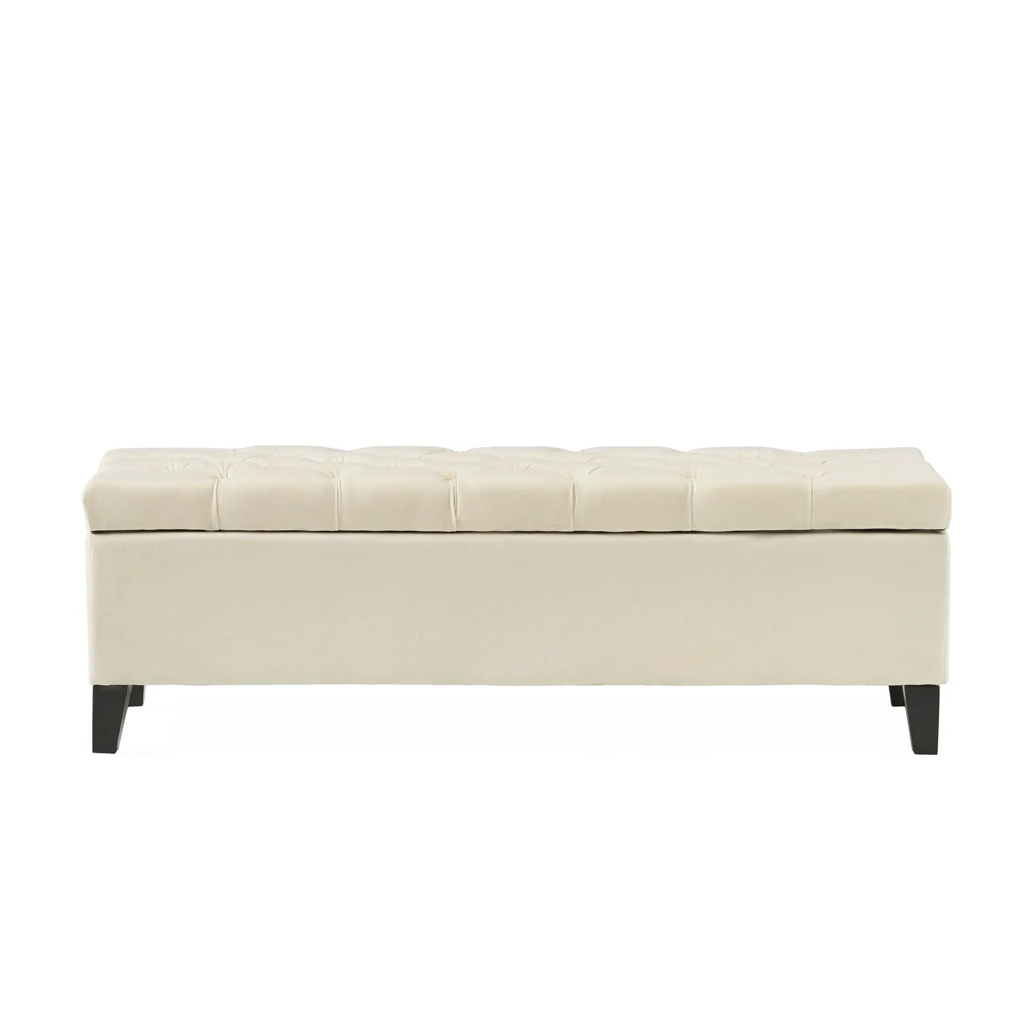 Button Tufted Diamond Stitch Storage Ottoman - Beige by HouseOfZazla