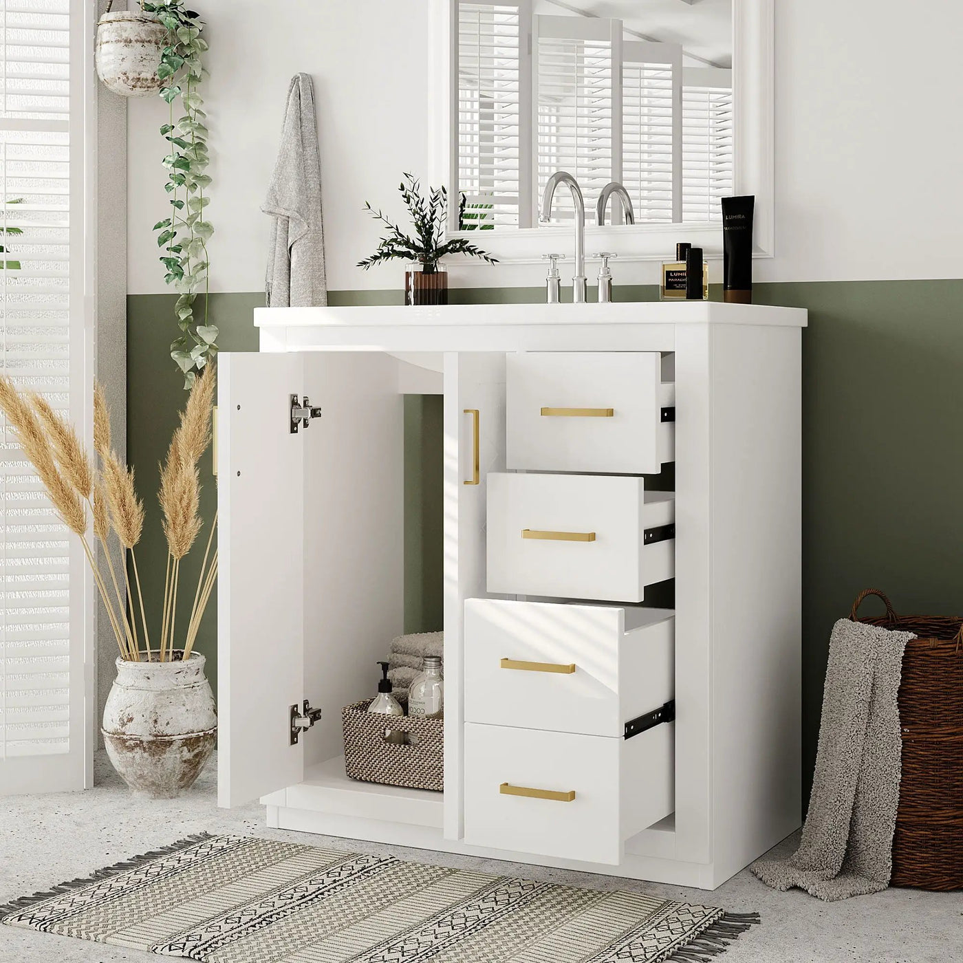 Bathroom Vanity With Sink, Storage Cabinet, Freestanding Set With 3 Drawers & Soft Closing Doors by HouseOfZazla
