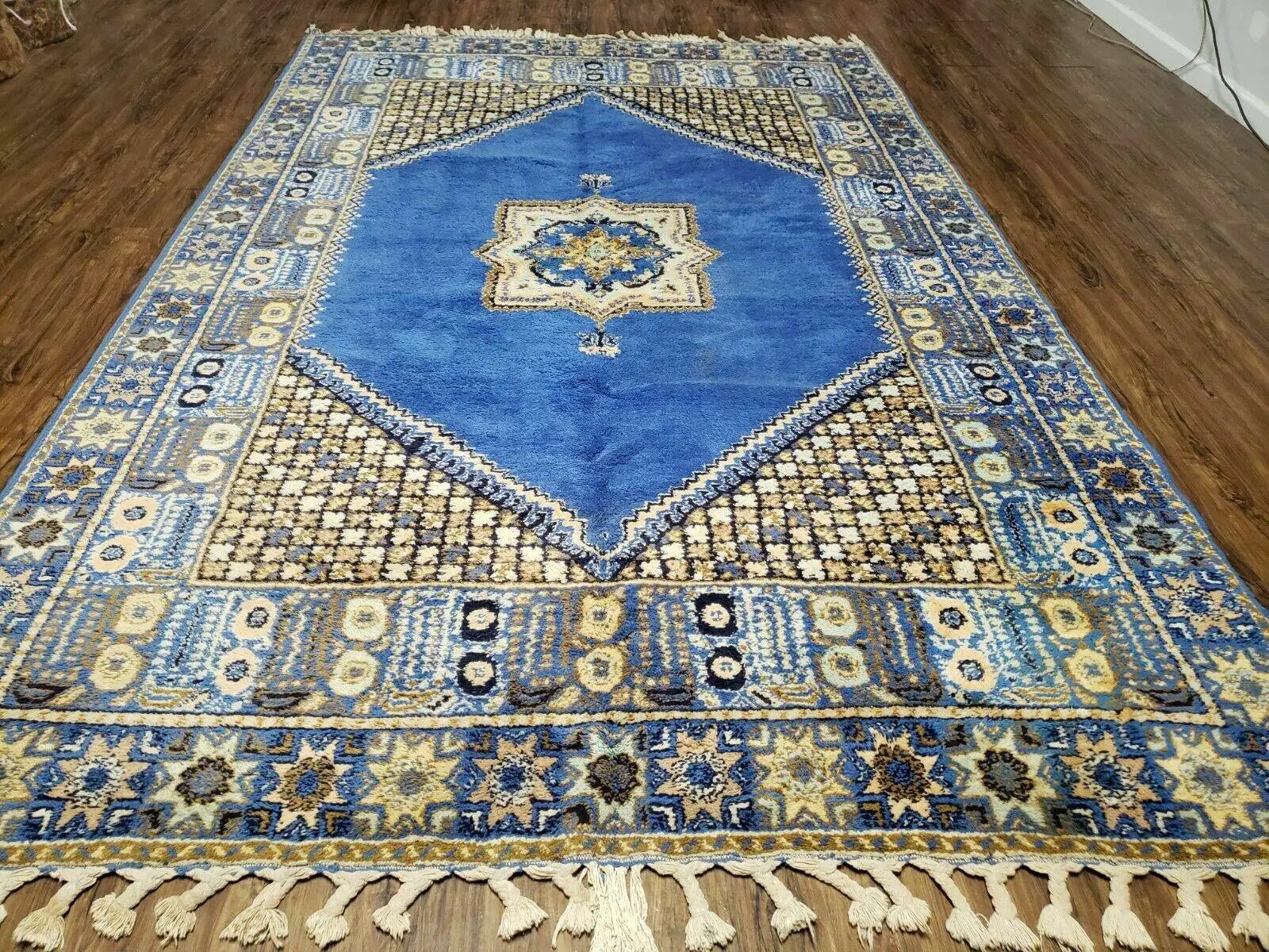 7' X 10' 5" Handmade Moroccan Urban Rabat Wool Carpet Blue Area Rug by Jewel Rugs