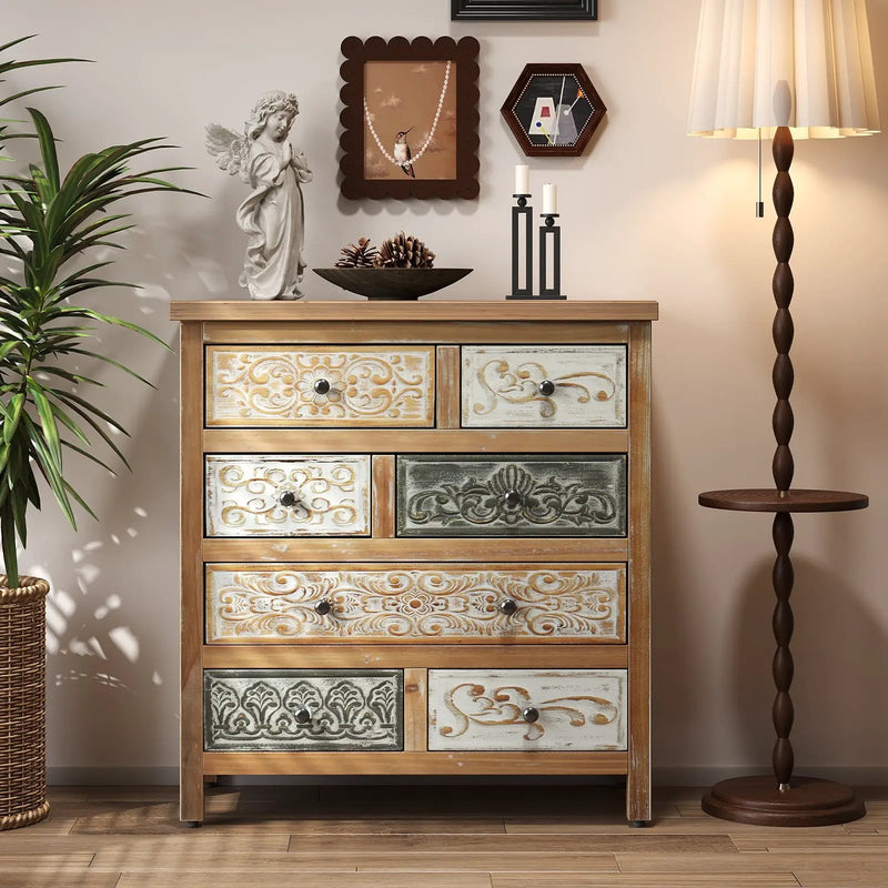 Vintage Wooden Accent Chest with 6 Drawers by HouseOfZazla