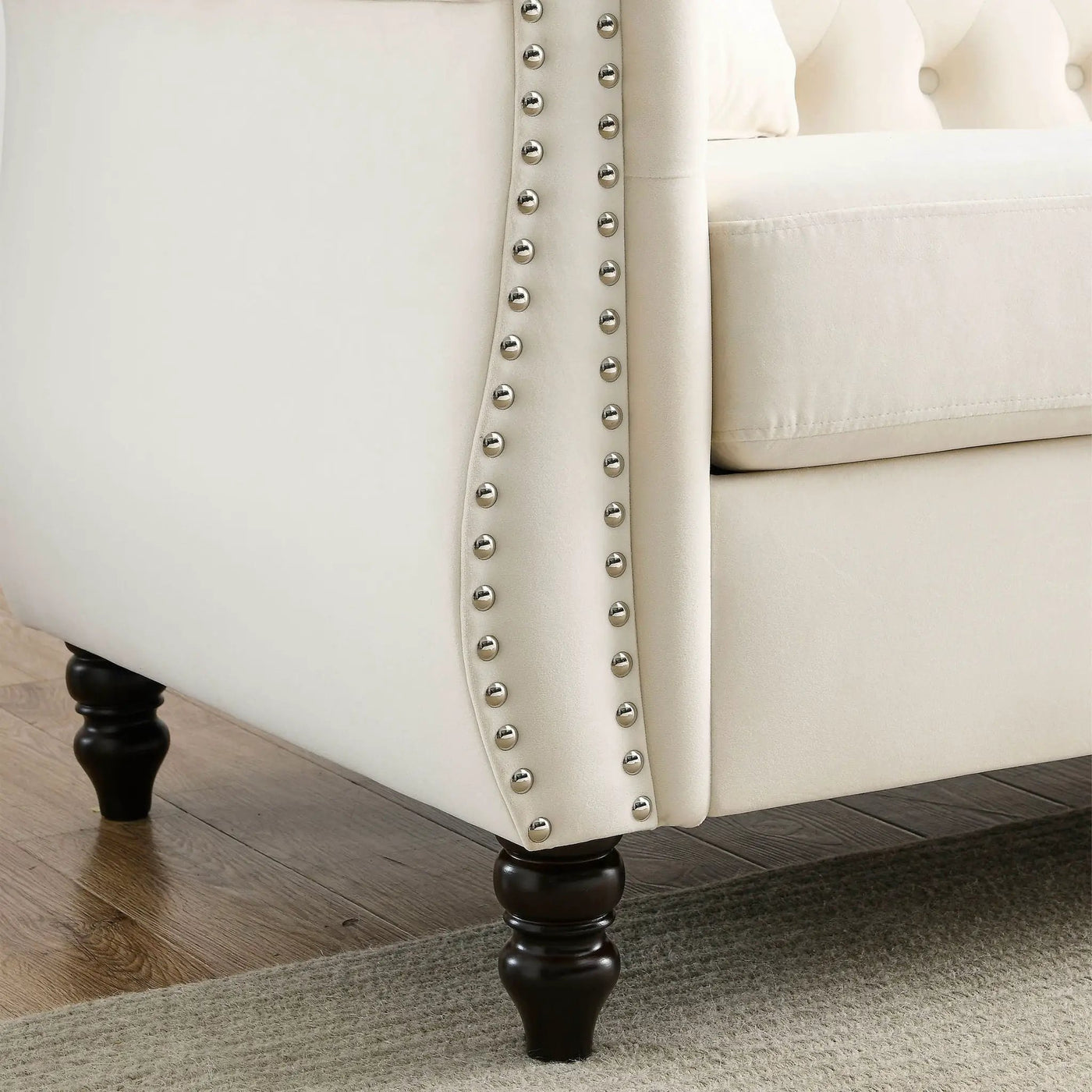 Chesterfield Sofa With Rolled Arms And Nailhead Trim by HouseOfZazla