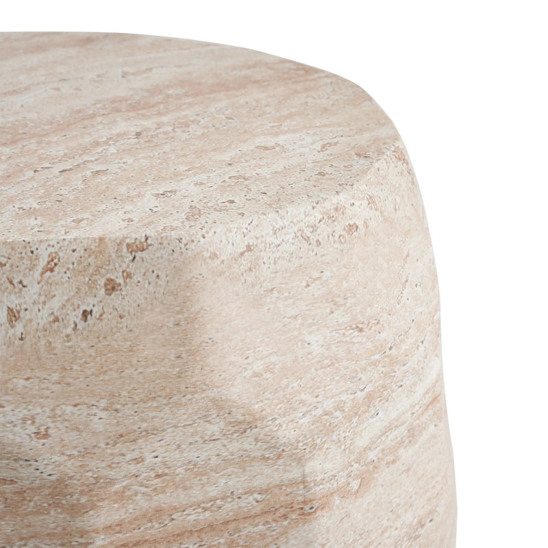 Travertine Lightweight Concrete Side Table For Indoor / Outdoor Use - Beige by HouseOfZazla
