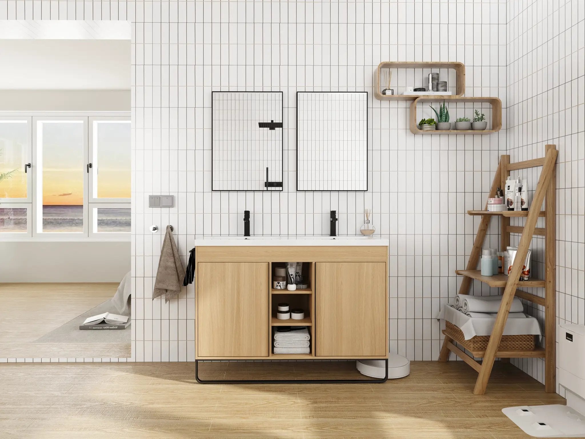 48" Freestanding Bathroom Vanity With Resin Double Sink by HouseOfZazla