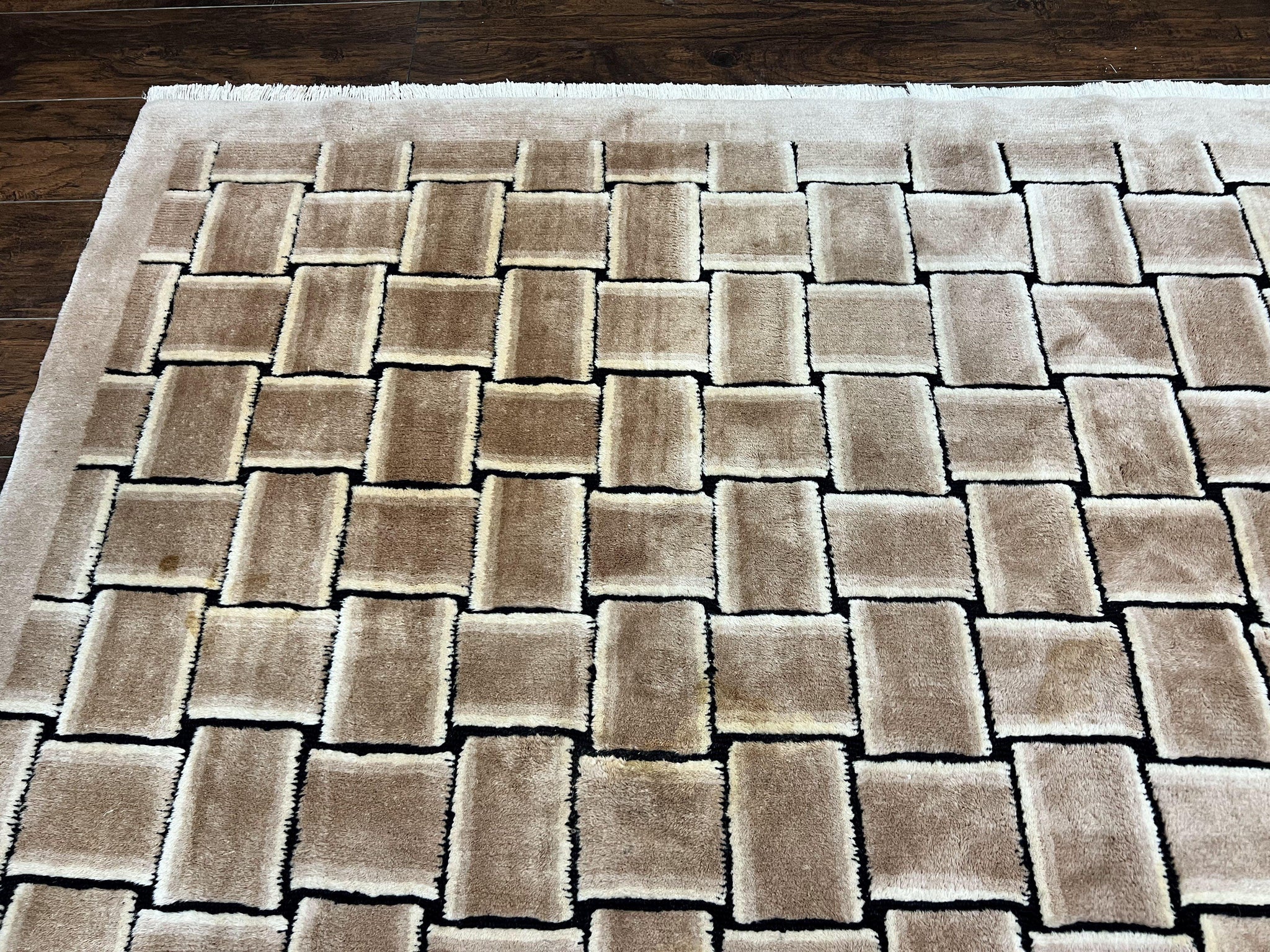 Tibetan Rug 9x12, Handmade, Wool, Modern Design by Jewel Rugs