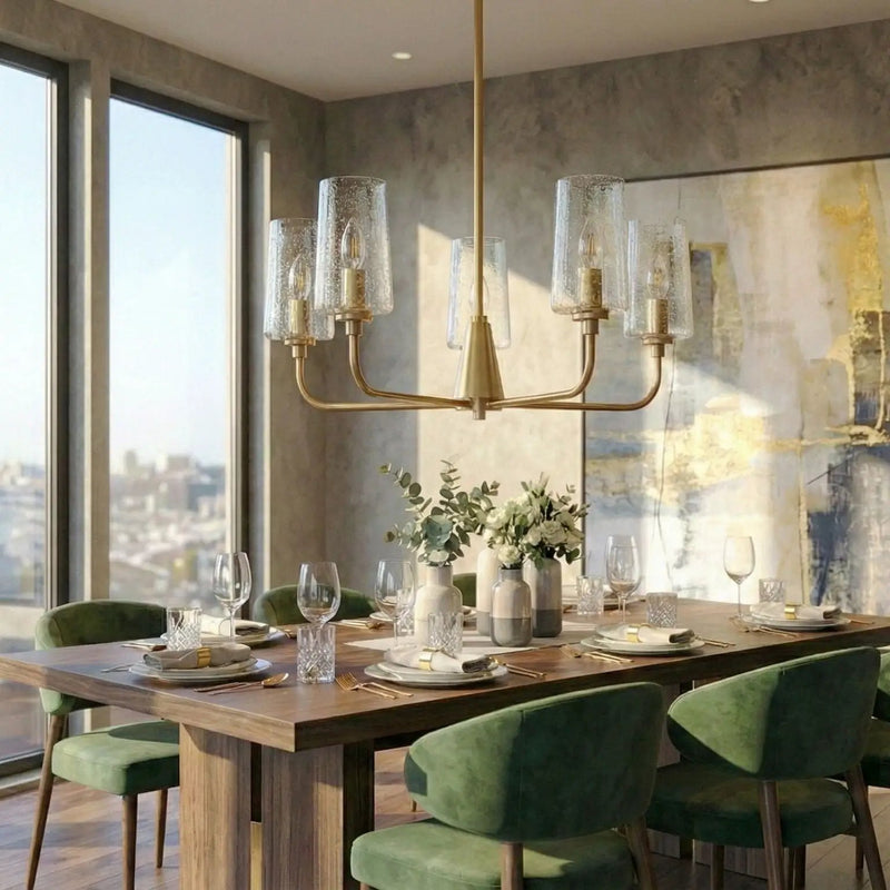 Dazzle - 5 Lights Chandelier With Clear Seeded Satin - Antique Brass / Clear / Gold by Unique Piece Furniture