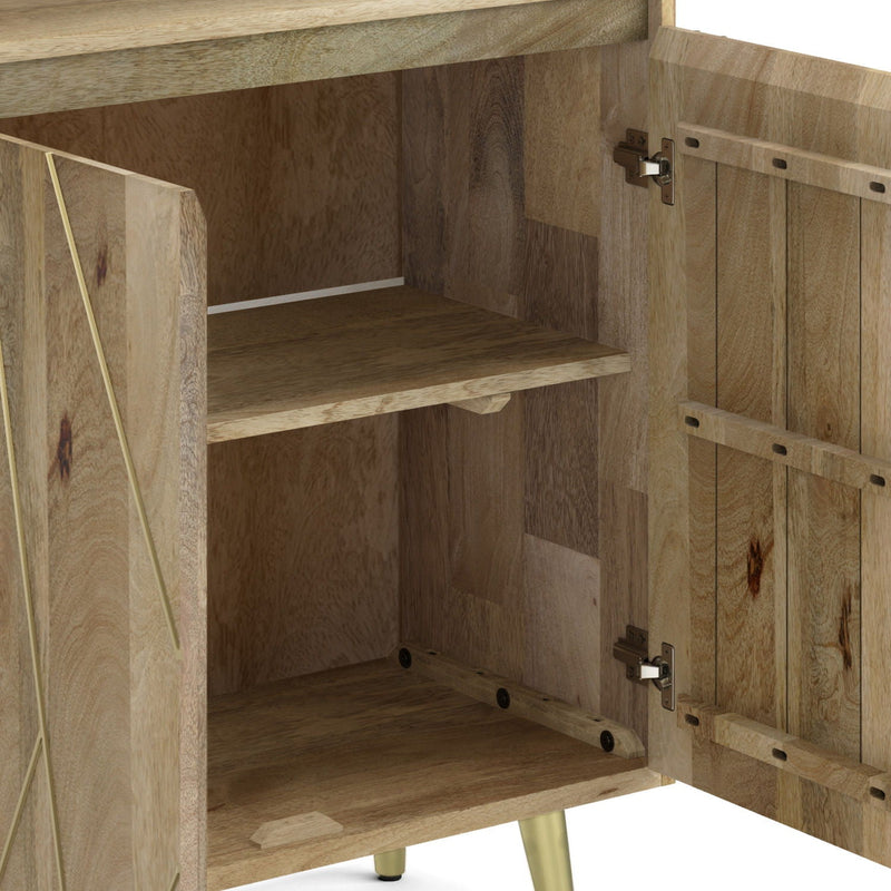 Natural Bookshelf with Doors and Brass Inlay - 72" Tall, photo 7 of 11