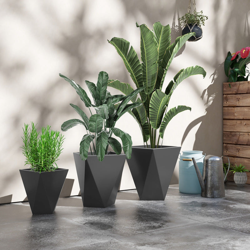Gray Indoor Outdoor Planters Set of 3 with Drainage Holes, photo 4 of 8