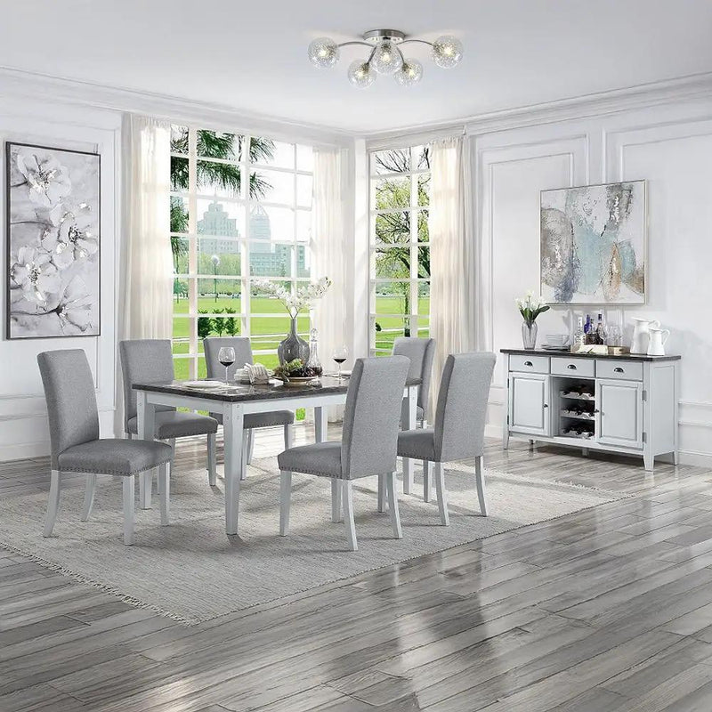 Lanton - Side Chair (Set of 2) - Gray Linen & Antique White by Unique Piece Furniture