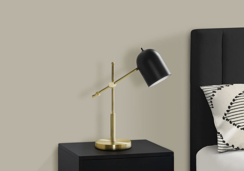 Brass Metal Table Lamp with Black Shade - Gold, photo 3 of 4