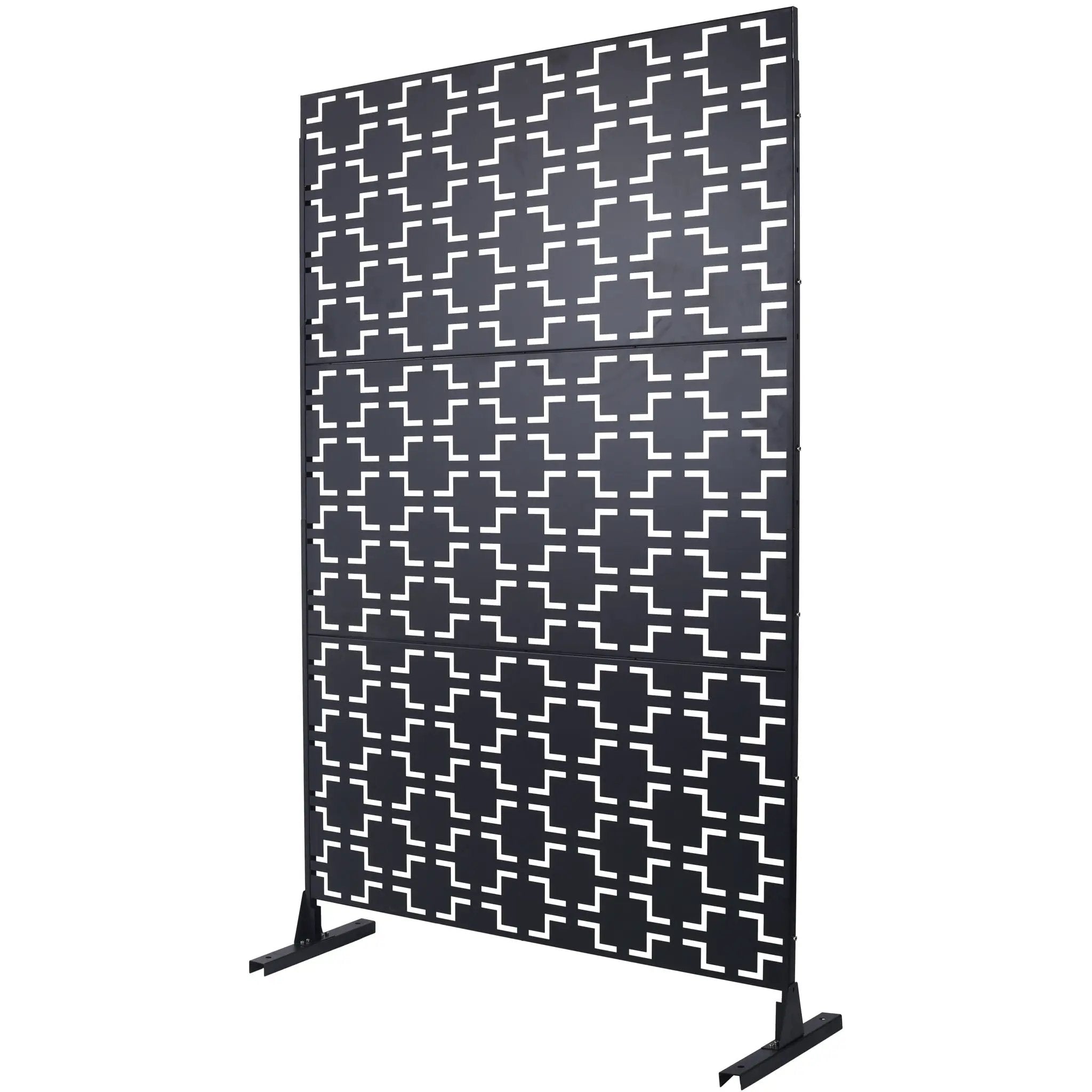 Outdoor / Indoor Privacy Screen Metal Privacy Screen, Freestanding Decorative Privacy Screen For Deck Balcony Patio - Black by Unique Piece Furniture