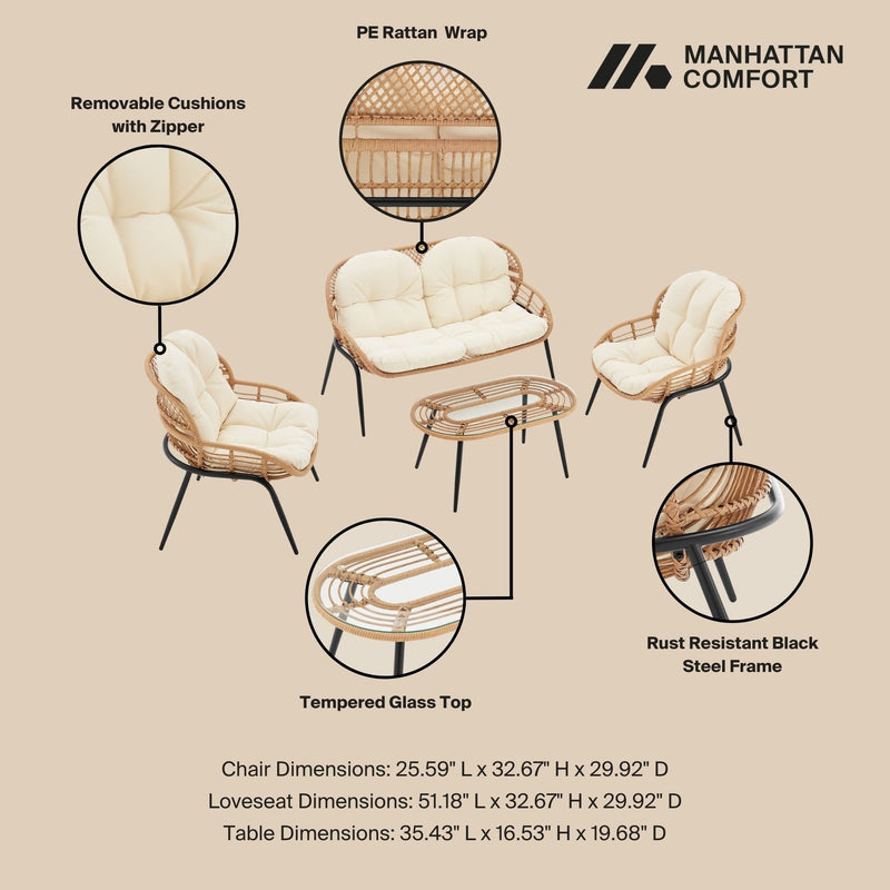 Pine - 4 Piece Outdoor Conversation Set by HouseOfZazla
