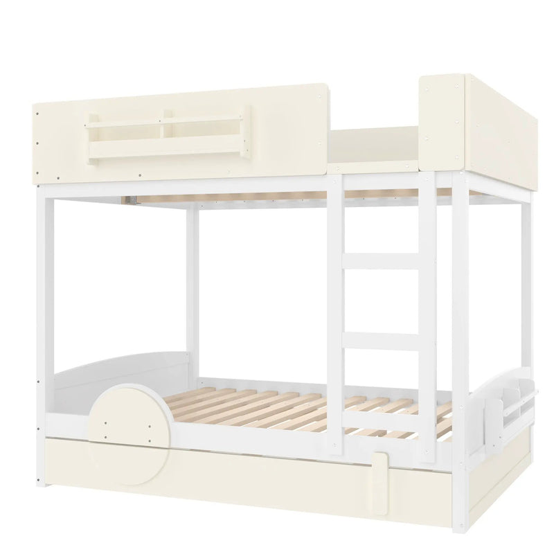 Full Bunk Bed with Trundle, Wood Bunk Bed Frame with Bookshelf by HouseOfZazla