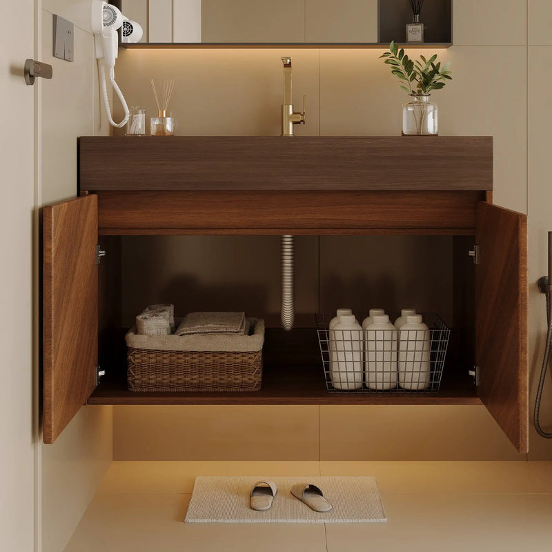 30" Modern Wall-Mounted Bathroom Vanity with Ceramic Sink by HouseOfZazla