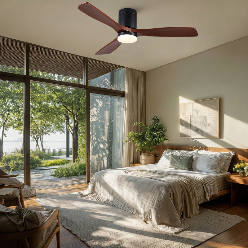 Low Profile Flush Mount Intergrated LED Ceiling Fan With Light And Silent Reversible Motor by HouseOfZazla