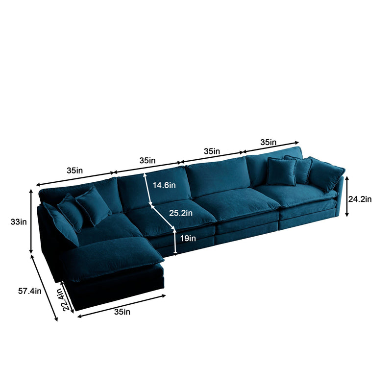 Modular Sectional Sofa for Living Room, U Shaped 5 Seater with Ottoman by HouseOfZazla