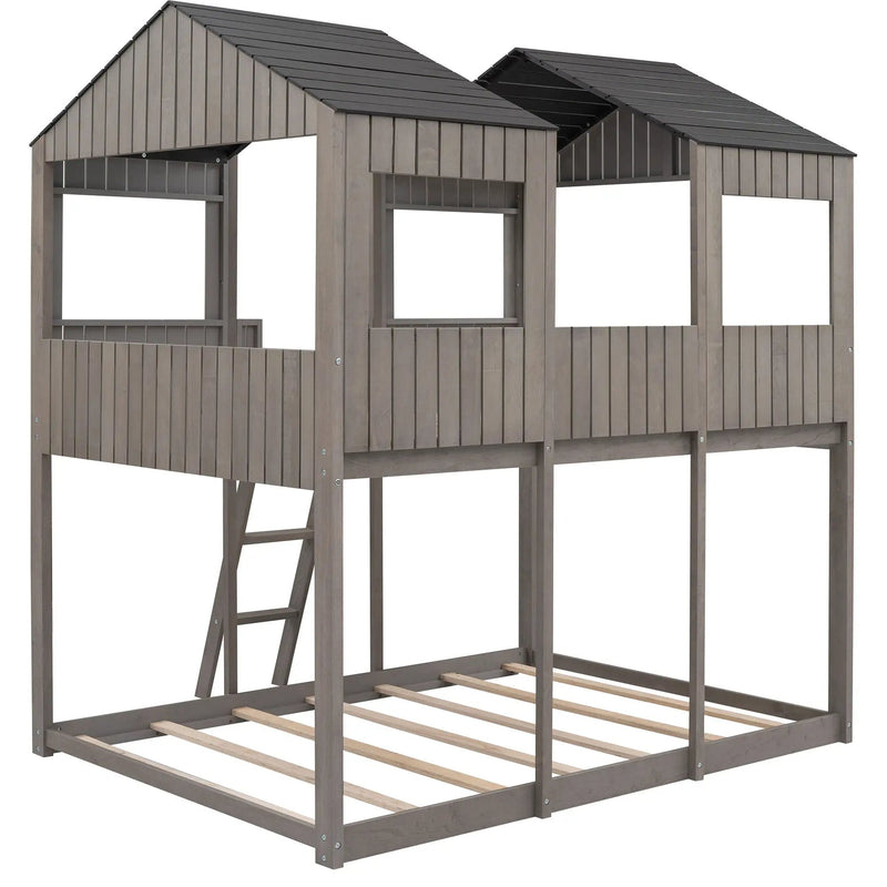 Bunk Bed With Roof, Window, Guardrail, Ladder by HouseOfZazla