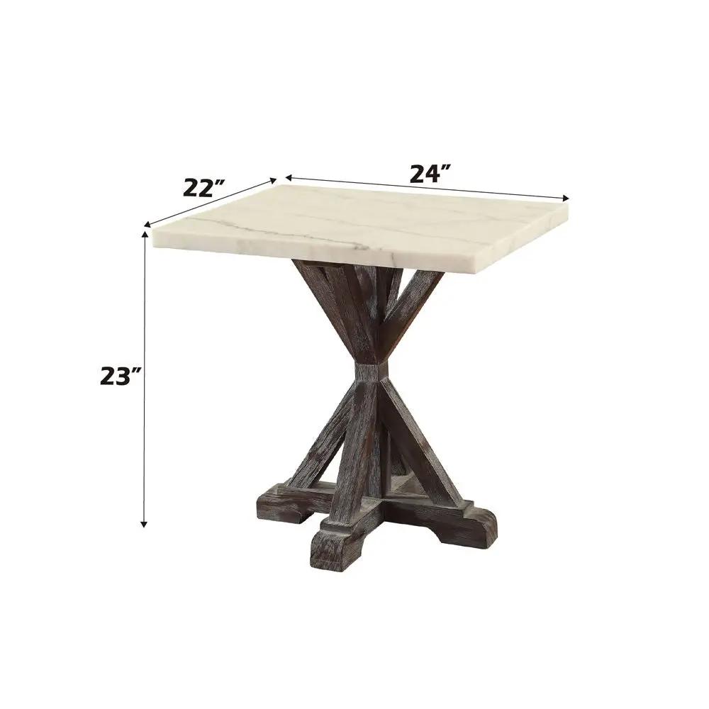 Romina - End Table - White Marble Top & Weathered Espresso by Unique Piece Furniture