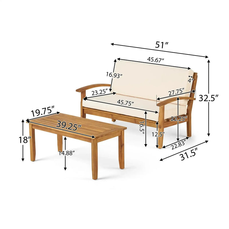 Outdoor Chat Set With Coffee Table and Loveseat by HouseOfZazla