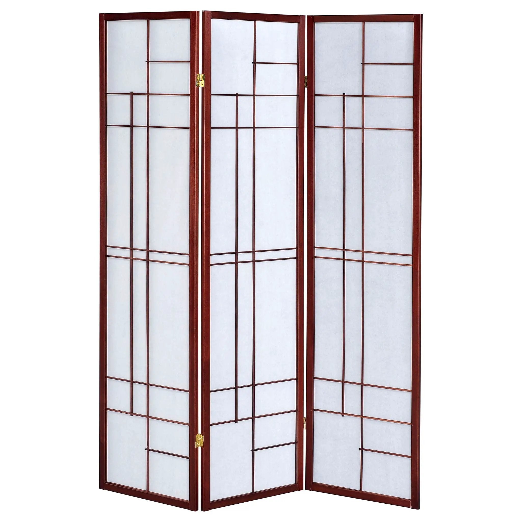 Katerina 3-Panel Room Divider Folding Shoji Screen Cherry by Unique Piece Furniture