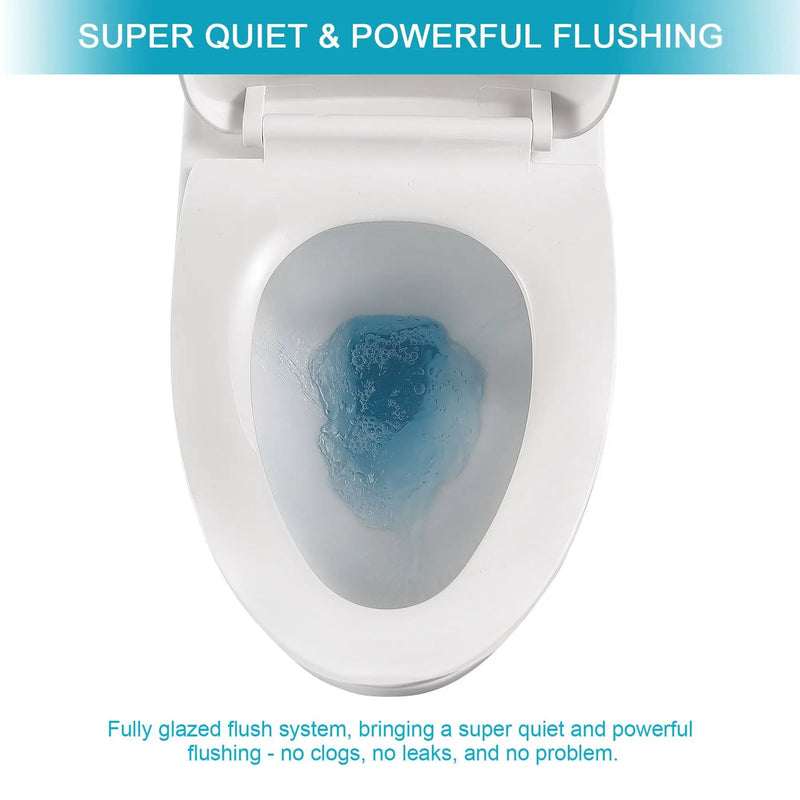 Modern Ceramic 1 Piece Toilet With Dual Flush And Soft Closing Seat - White by HouseOfZazla