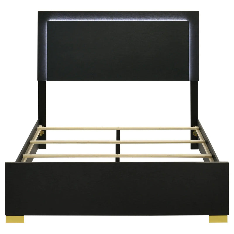 Marceline Wood Queen LED Panel Bed Black by Unique Piece Furniture