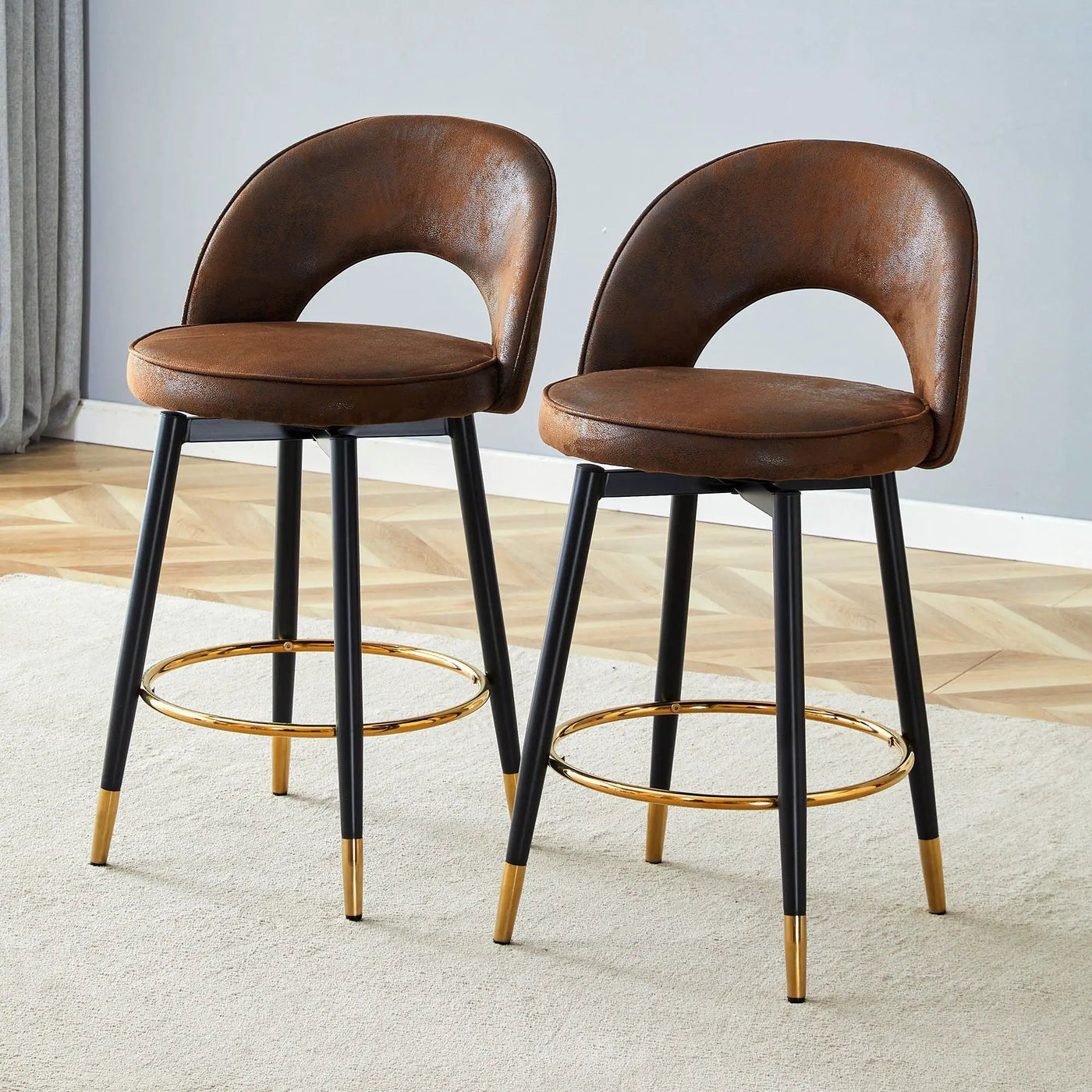 Upholstered Rotatable Bar Chair With Metal Legs For Dining Room by HouseOfZazla