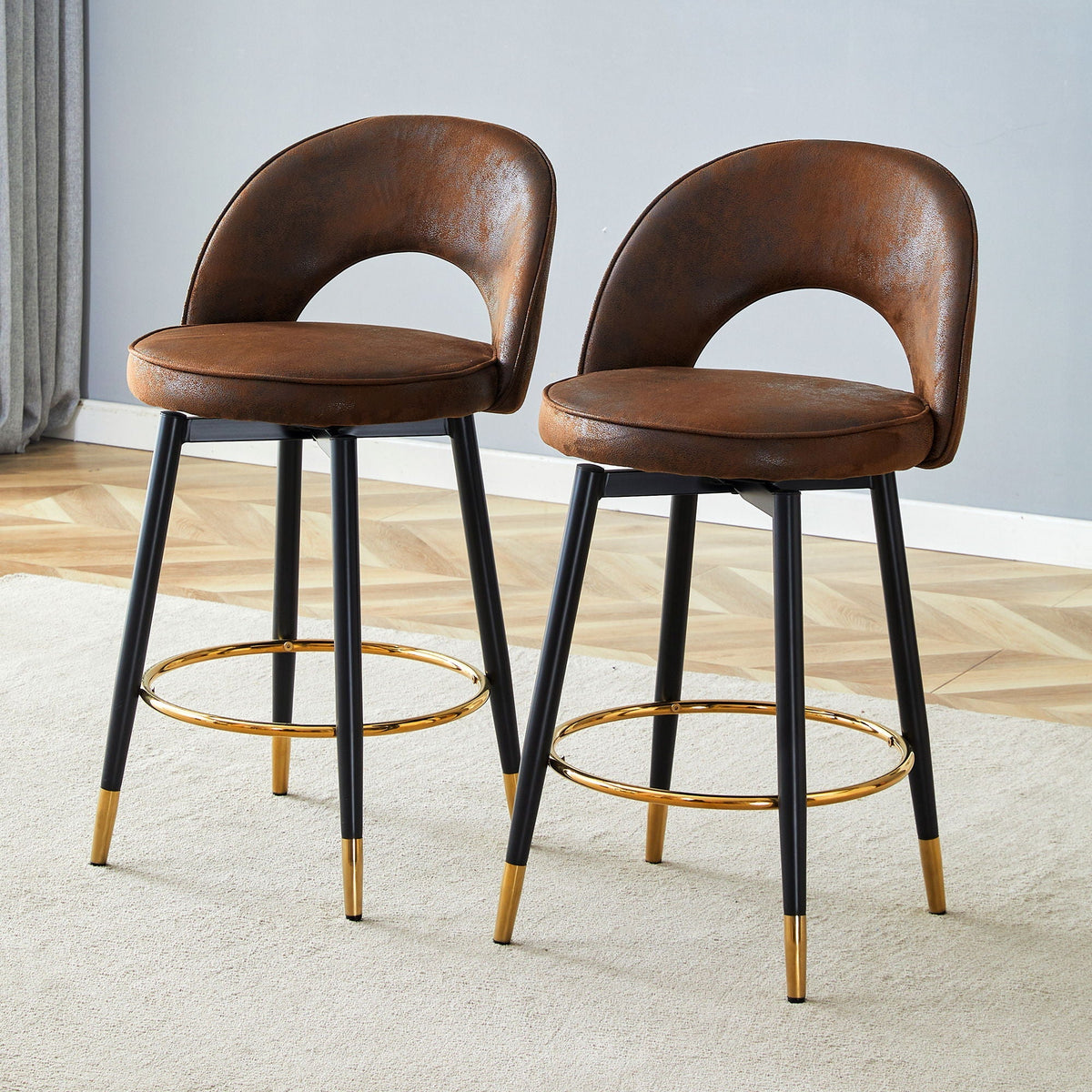 Upholstered Rotatable Bar Chair With Metal Legs For Dining Room, photo 8 of 12