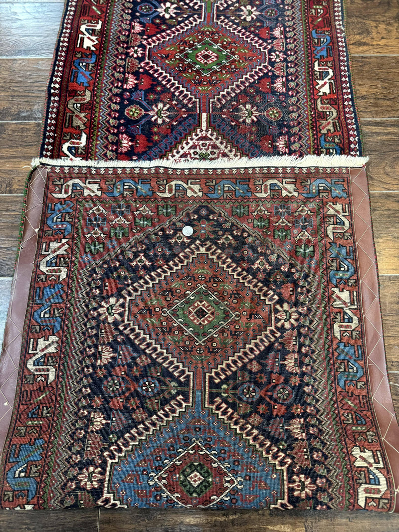 Persian Tribal Runner Rug 2.6 x 20 ft, Antique Persian Shiraz Carpet for Hallway, Colorful Navy Blue by Jewel Rugs