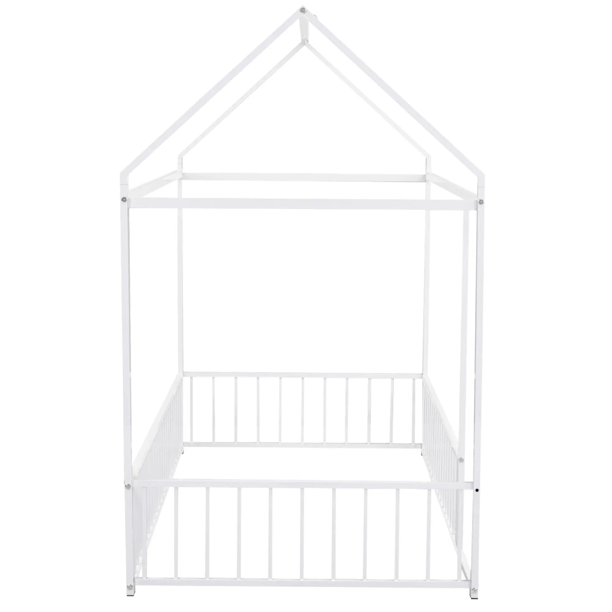 Metal Bed House Bed Frame With Fence by Unique Piece Furniture