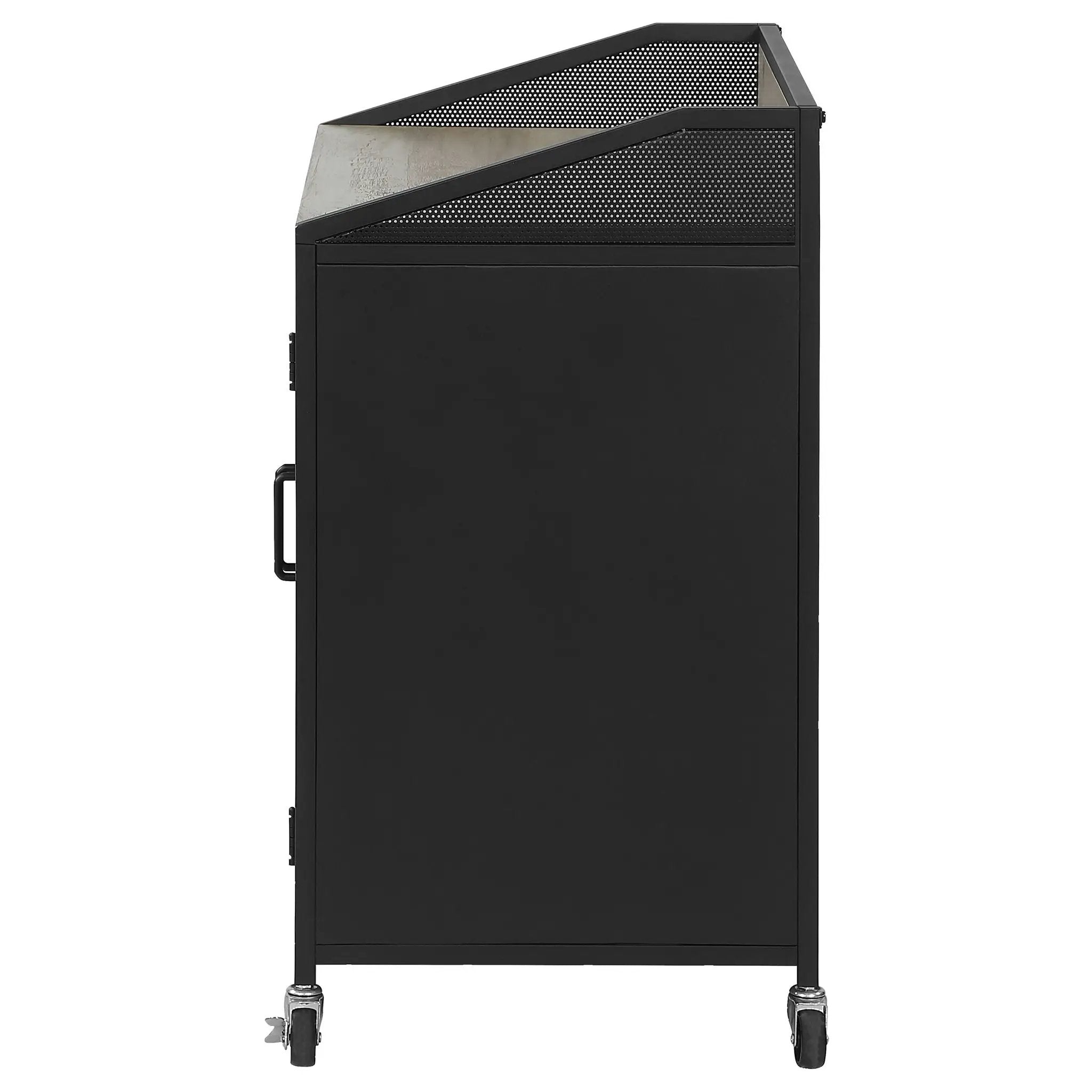 Arlette - 2 Door Mobile Home Bar Wine Cabinet With Smooth Rolling Casters - Black by HouseOfZazla