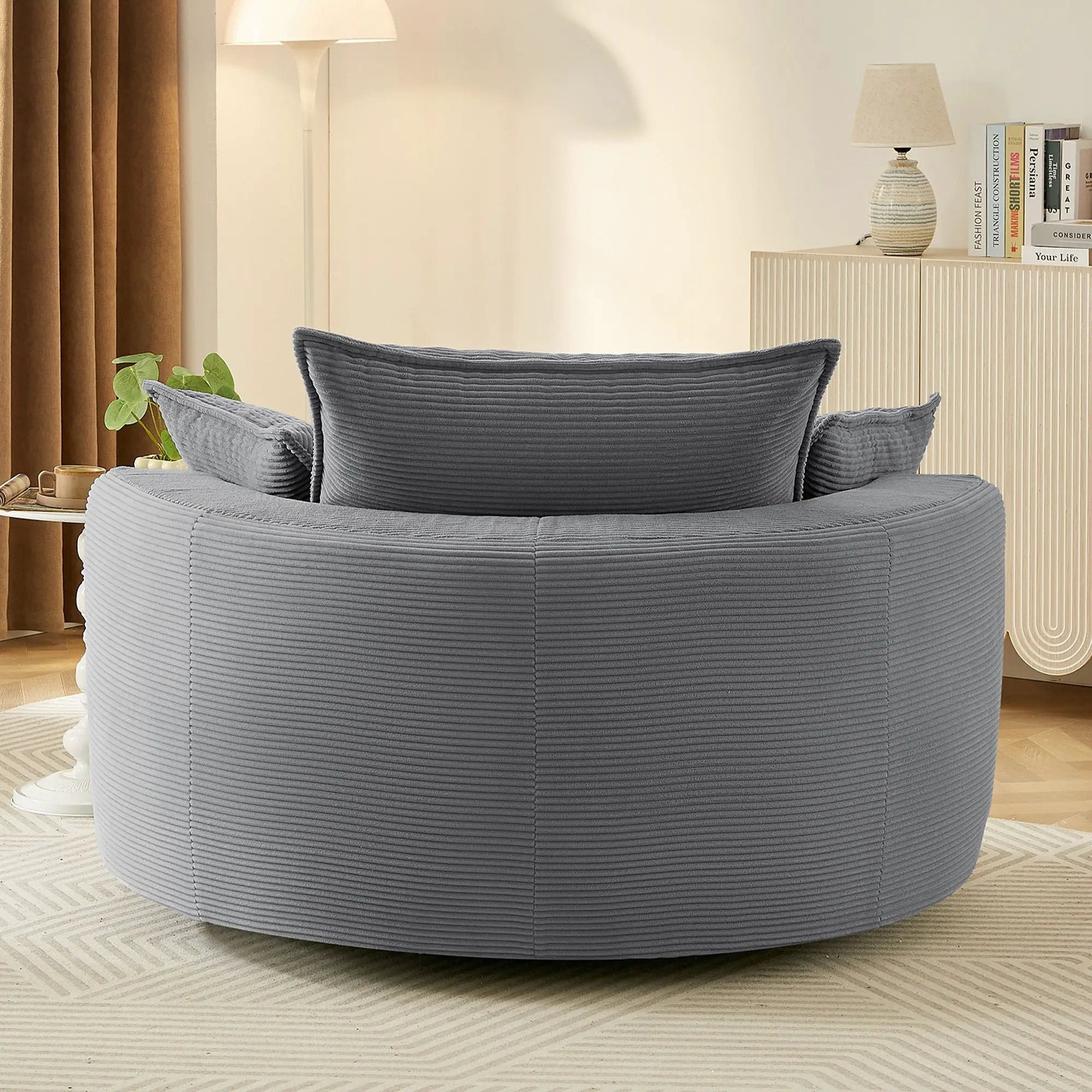 360° Swivel Accent Barrel Chair With Dual Layer Cushion And 3 Removable Pillows by HouseOfZazla