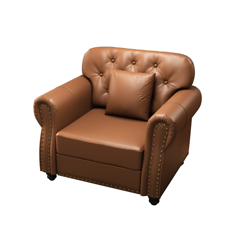 41.3" Upholstered Faux Leather Sofa with Nailhead Trim by HouseOfZazla