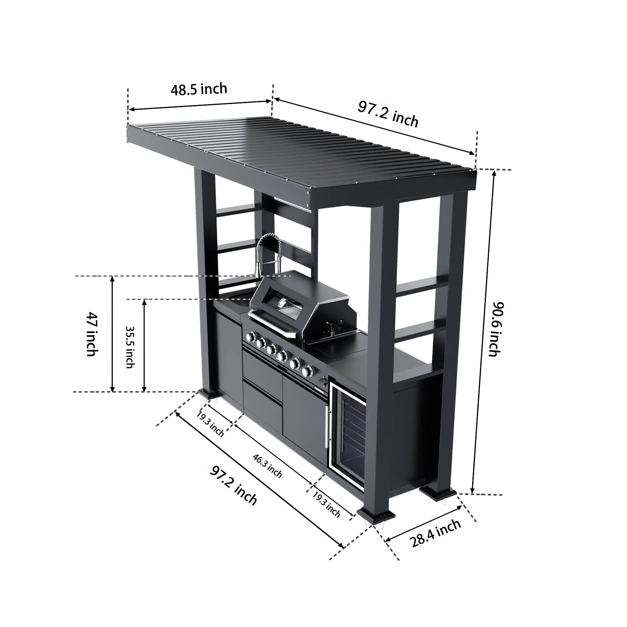 97-Inch 4-Burner Deluxe Stainless Steel Gas Outdoor Kitchen Grill by HouseOfZazla