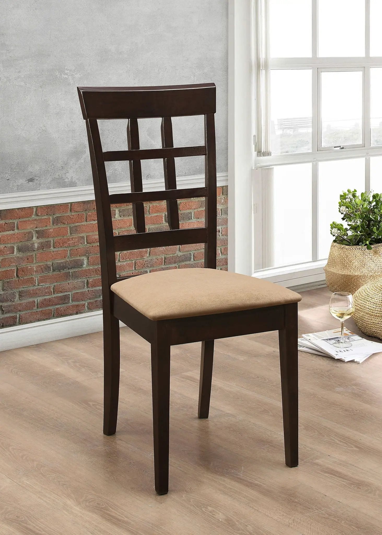 Gabriel Lattice Back Dining Side Chair Cappuccino (Set of 2) by Unique Piece Furniture