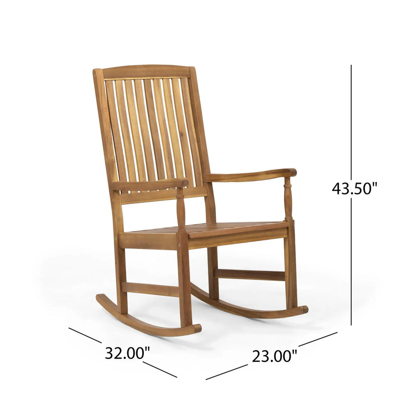 Muse Outdoor Acacia Rocking Chair With Slat Design - Teak by HouseOfZazla